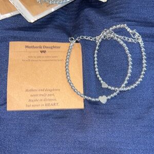 Silver Heart Bracelet Set